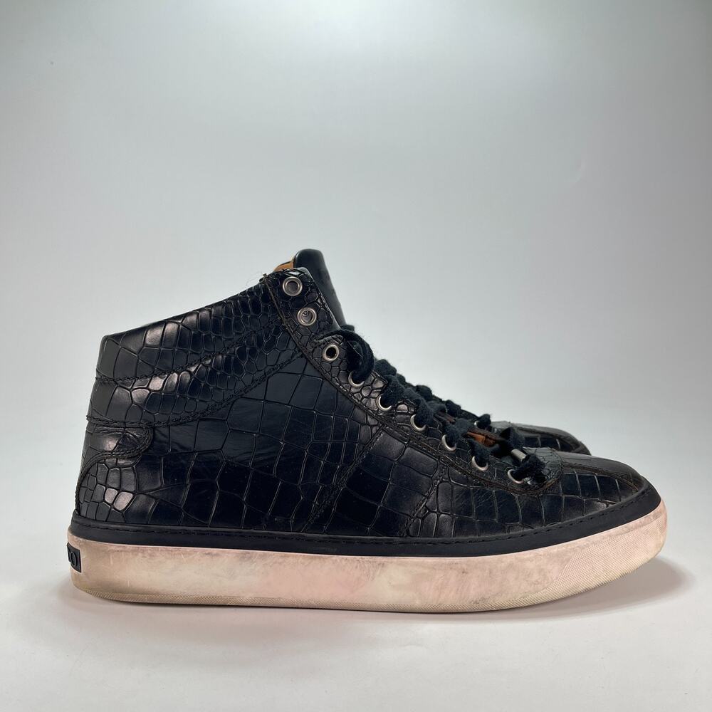 Jimmy Choo Belgravia Black Crocodile Leather Sneakers Men's Size US 13 EU 46